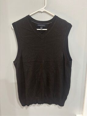 Banana Republic Black Silk Cashmere V-neck Knit Pullover Vest - Mens - M